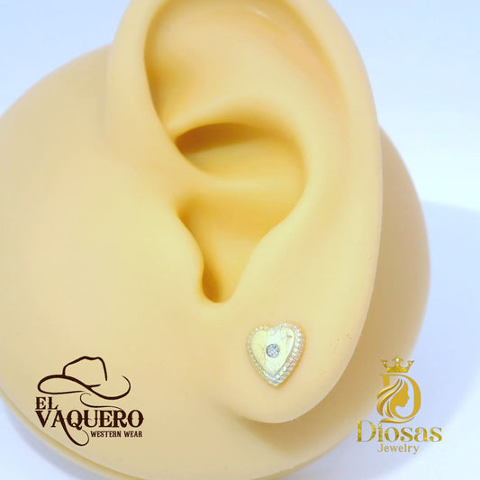 Tri Gold Heart with Stone Accent